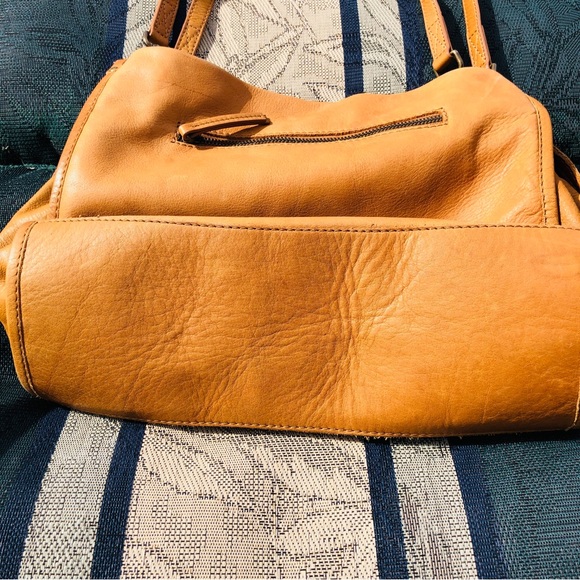 American Leather Co 3 Section Satchel Bag Purse in Light Tan - Picture 8 of 16